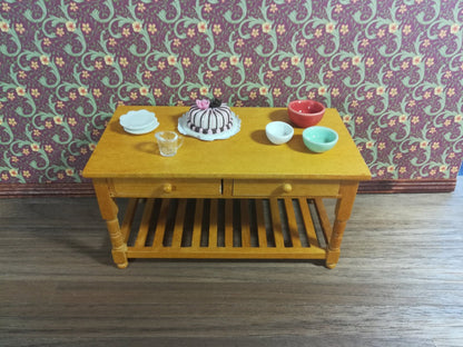 Dollhouse Miniature Mixing Bowls Set of 3 Stacking Red Green White 1:12 Scale - Miniature Crush