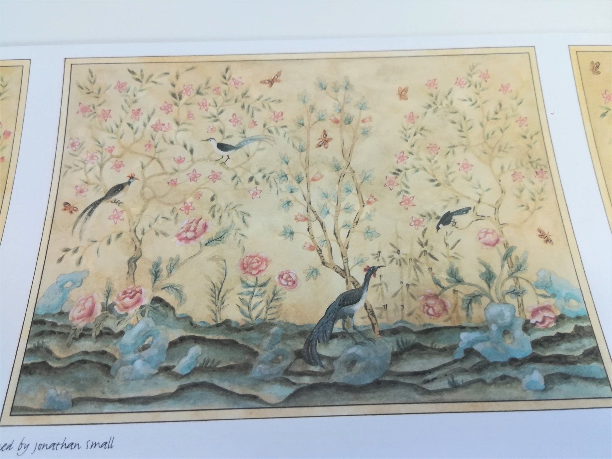 Dollhouse Miniature Mural Wallpaper Birds and Flowers Wall Panels Jackson's Miniatures 1:12 Scale - Miniature Crush