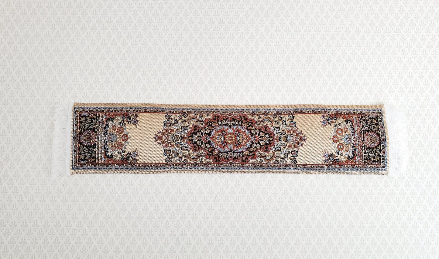 Dollhouse Miniature Narrow Carpet Rug Runner Beige Woven Fabric 1:12 Scale - Miniature Crush