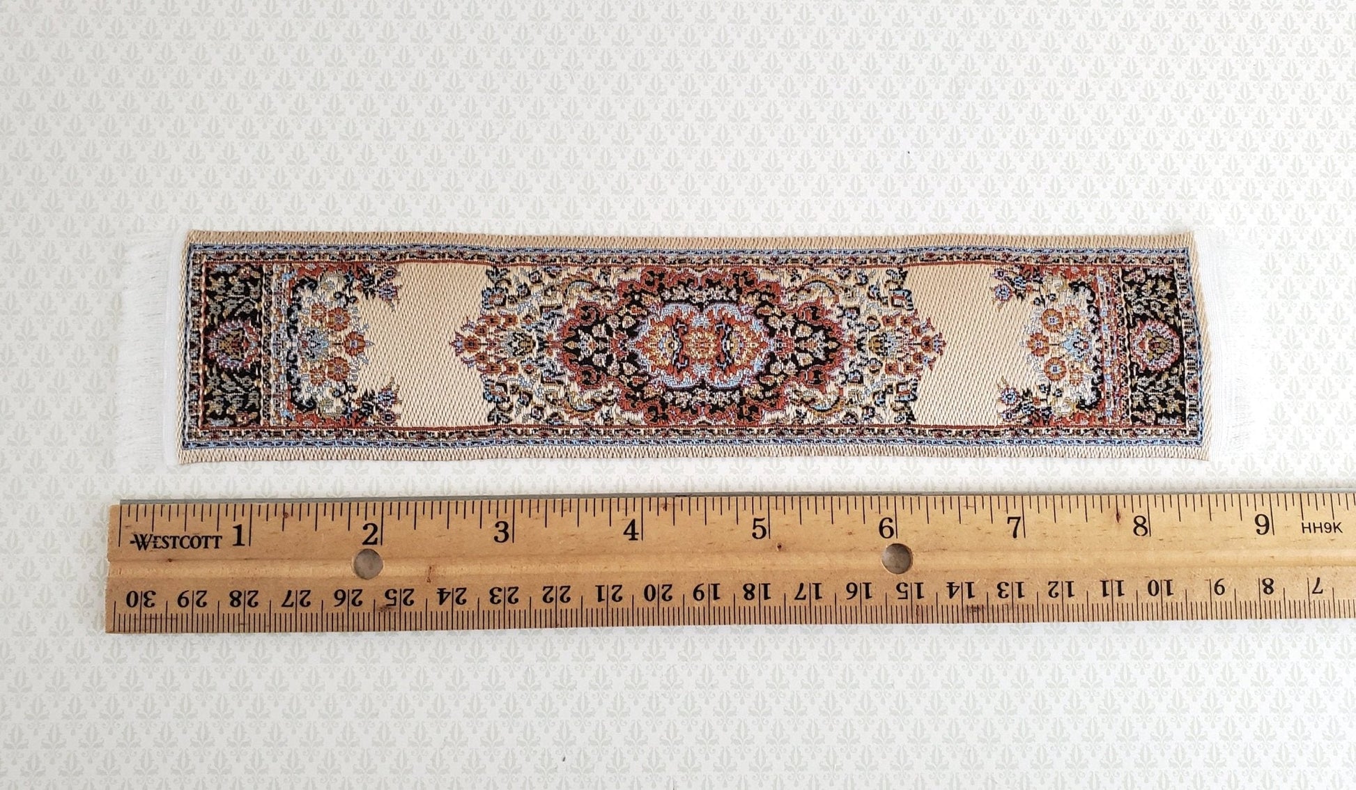 Dollhouse Miniature Narrow Carpet Rug Runner Beige Woven Fabric 1:12 Scale - Miniature Crush