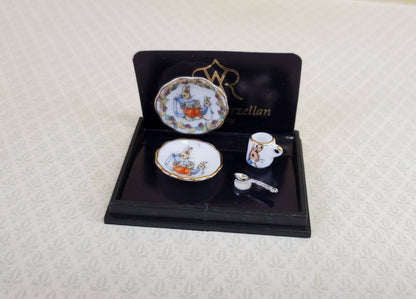Dollhouse Miniature Peter Rabbit Dishes Reutter Porcelain 1:12 Scale Plate Bowl Cup - Miniature Crush