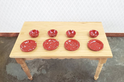 Dollhouse Miniature Plates & Bowls Red Speckled 1:12 Scale Kitchen Accessories - Miniature Crush