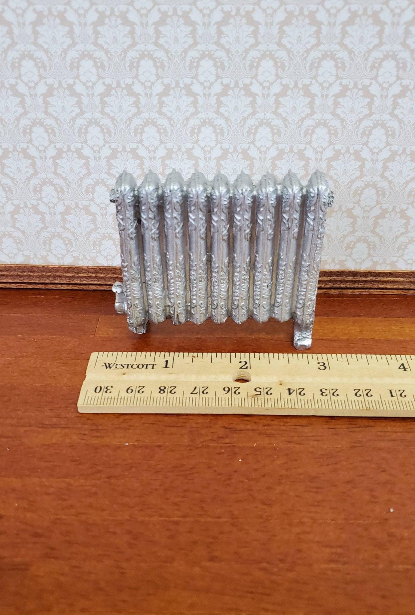 Dollhouse Miniature Radiator Large Silver Fancy 1:12 Scale Resin Accessory - Miniature Crush
