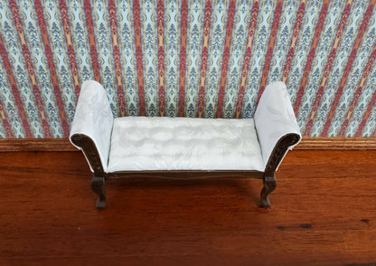 Dollhouse Miniature Settee Bench White Padded 1:12 Scale Furniture - Miniature Crush