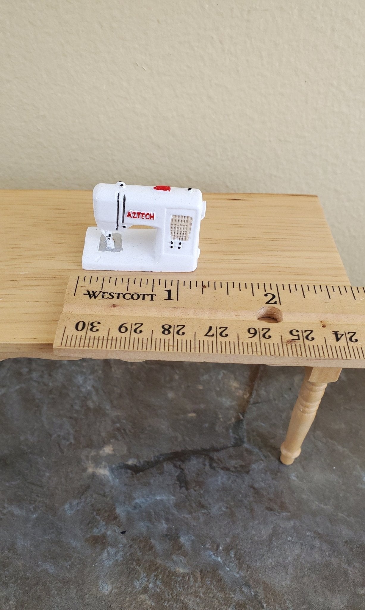 Dollhouse Miniature Sewing Machine Modern Style White 1:12 Scale - Miniature Crush