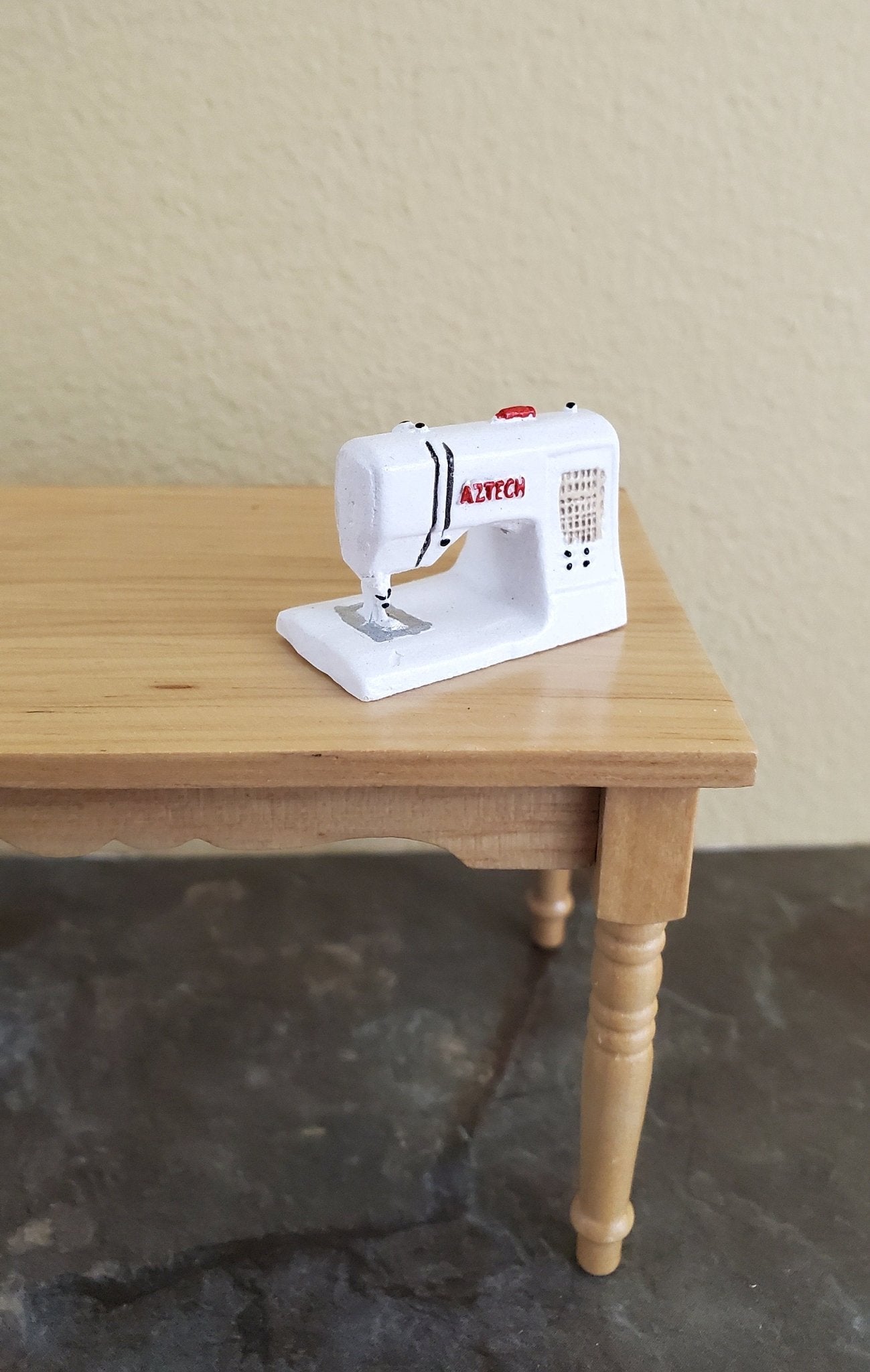 Dollhouse Miniature Sewing Machine Modern Style White 1:12 Scale - Miniature Crush