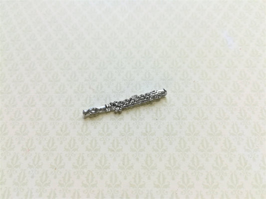 Dollhouse Miniature Silver Flute 1 3/16" 1:12 Scale Instrument - Miniature Crush
