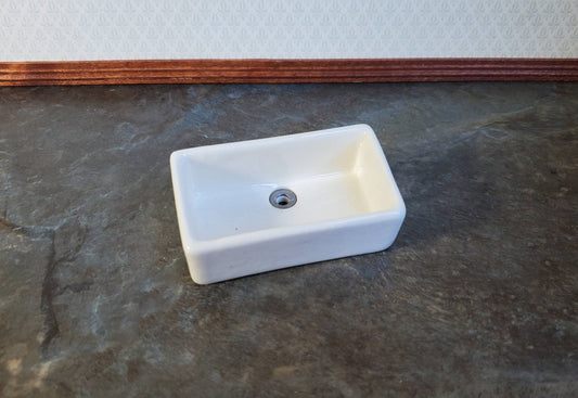 Dollhouse Miniature Sink Belfast Butler Farmhouse Style Large Cream 1:12 Scale Ceramic - Miniature Crush