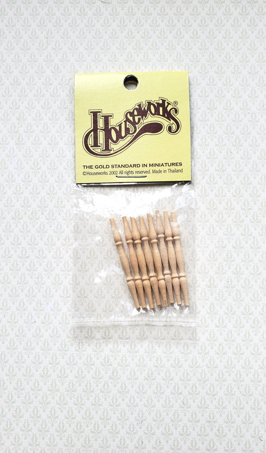 Dollhouse Miniature Spindles Small Wood Houseworks 12025 8 Pieces 1:12 Scale 1 1/2" Long - Miniature Crush