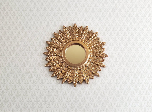 Dollhouse Miniature Sunburst Mirror Gold Frame 1:12 Scale 2 3/8" - Miniature Crush