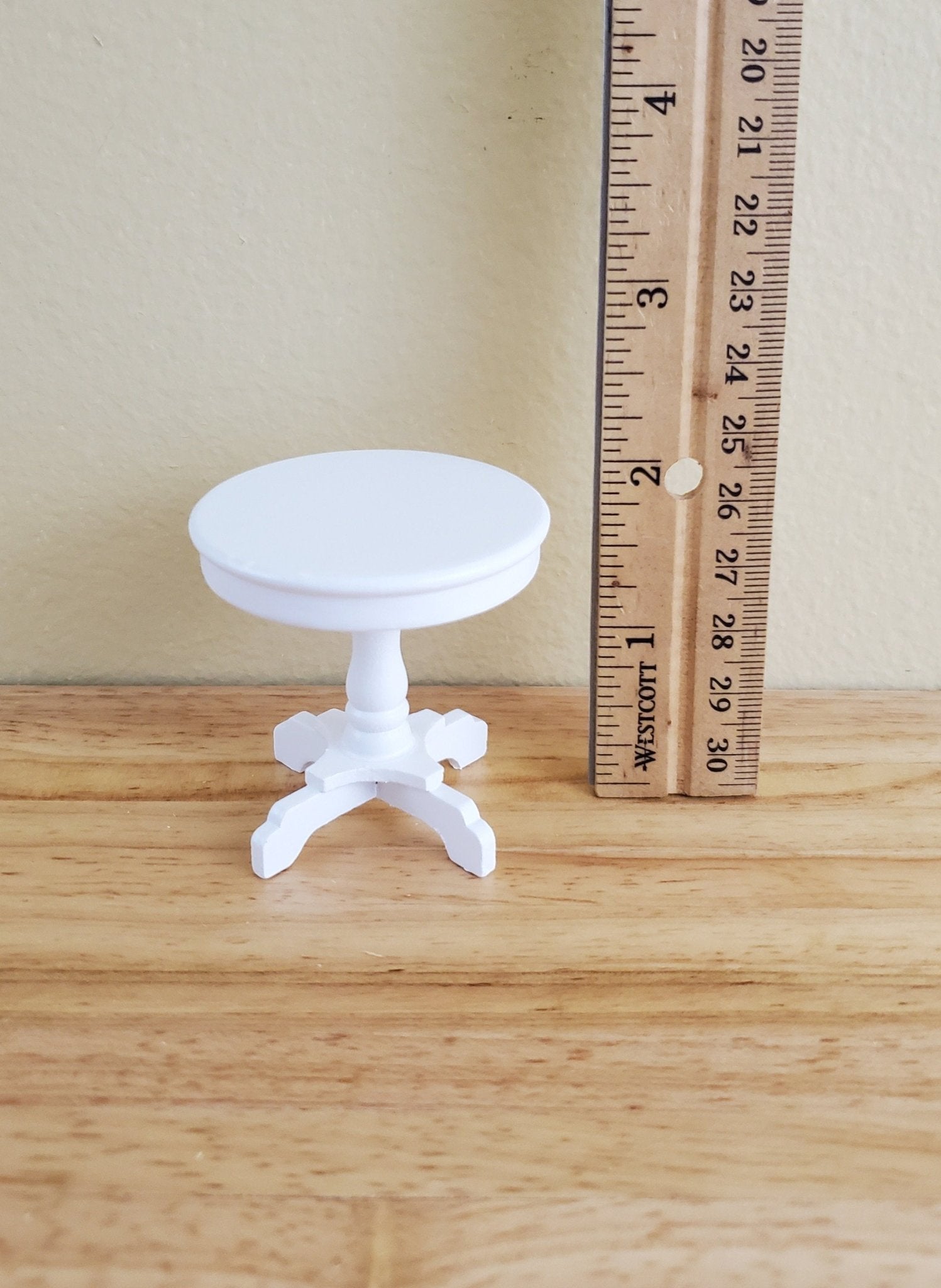 Dollhouse Miniature Table Small Round Side or End Table White 1:12 Scale Furniture - Miniature Crush