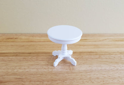Dollhouse Miniature Table Small Round Side or End Table White 1:12 Scale Furniture - Miniature Crush