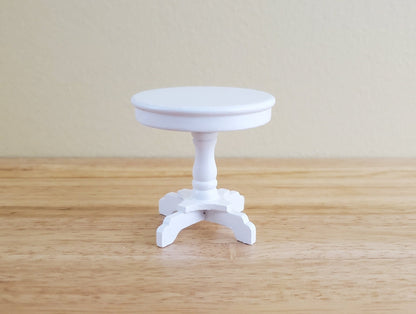 Dollhouse Miniature Table Small Round Side or End Table White 1:12 Scale Furniture - Miniature Crush