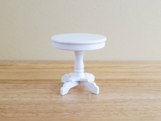 Dollhouse Miniature Table Small Round Side or End Table White 1:12 Scale Furniture - Miniature Crush