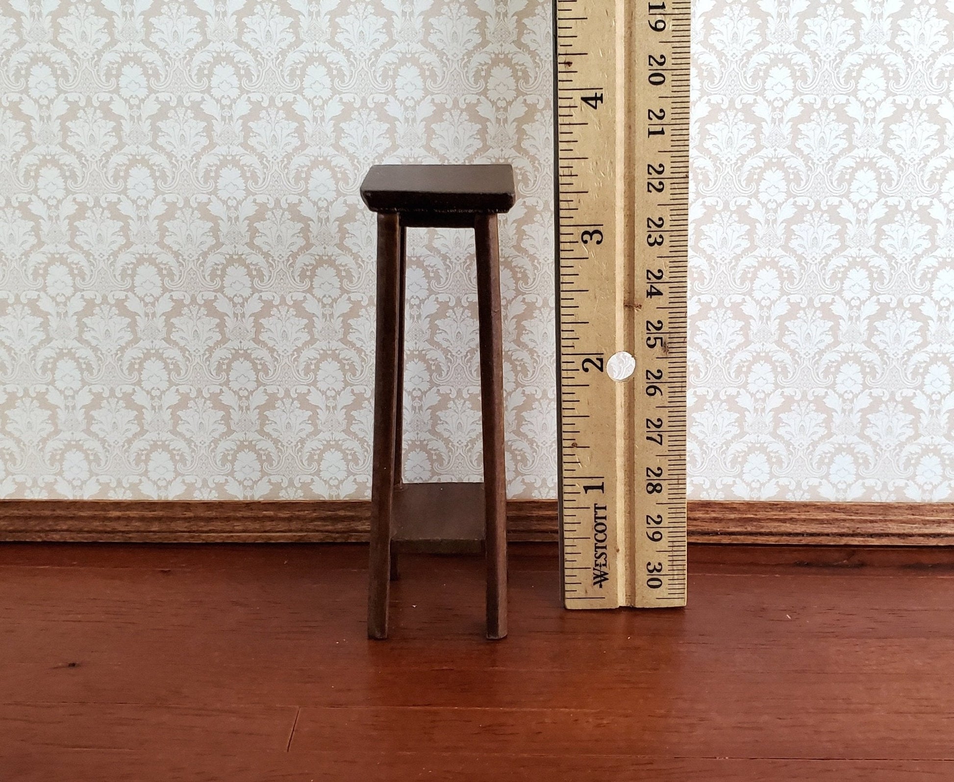 Dollhouse Miniature Tall Fern or Plant Stand Wood Walnut Finish 1:12 Scale Furniture - Miniature Crush