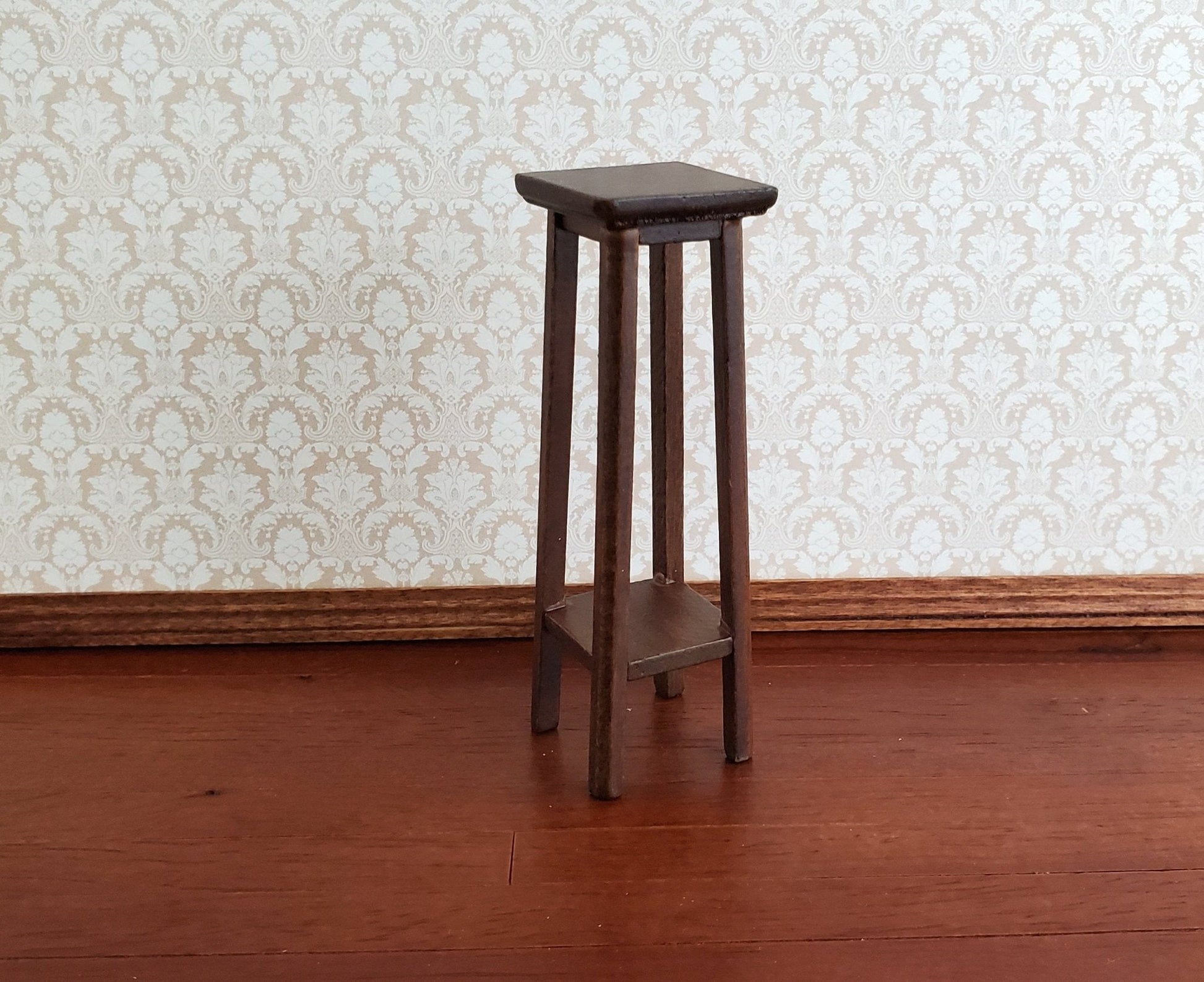 Dollhouse Miniature Tall Fern or Plant Stand Wood Walnut Finish 1:12 Scale Furniture - Miniature Crush