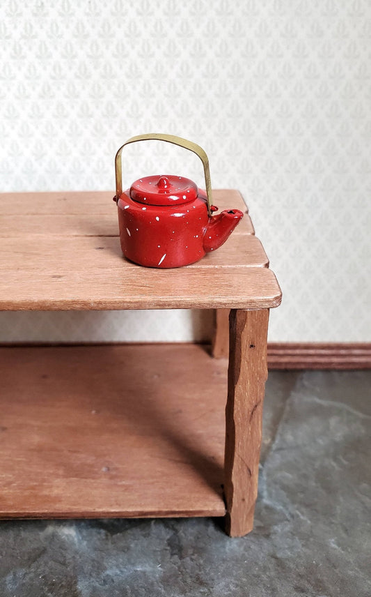 Dollhouse Miniature Teapot Kettle Red Speckled 1:12 Scale Kitchen Accessories - Miniature Crush