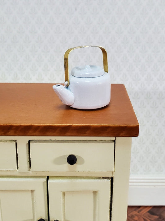Dollhouse Miniature Teapot Kettle White Metal Removable Lid 1:12 Scale Kitchen Accessories - Miniature Crush