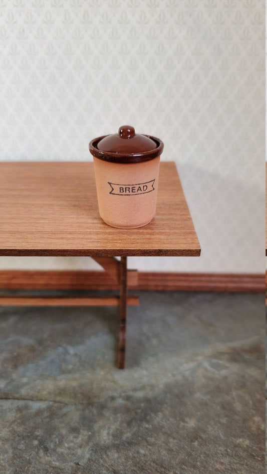 Dollhouse Miniature Terra Cotta Bin Crock BREAD with Lid 1:12 Scale Handmade Kitchen - Miniature Crush