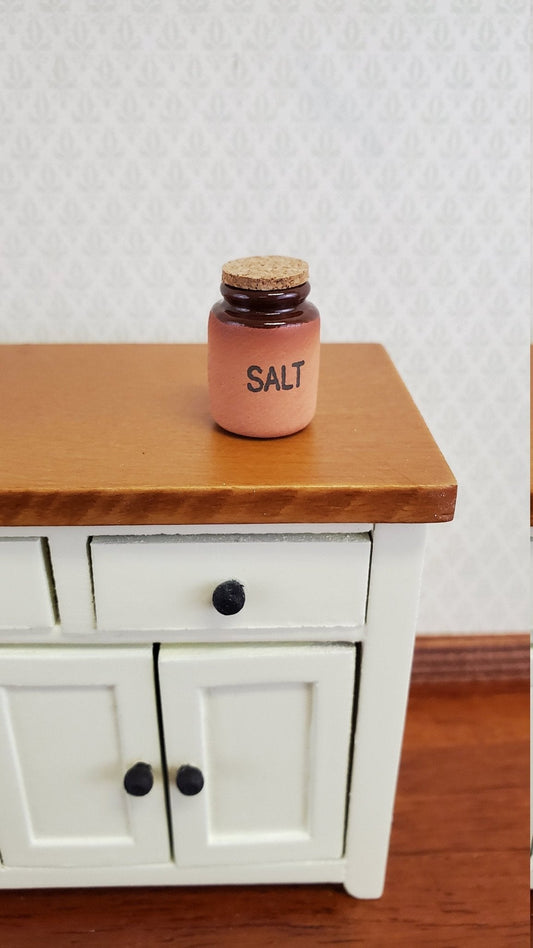 Dollhouse Miniature Terra Cotta SALT Bin with Cork Top 1:12 Scale Handmade Kitchen - Miniature Crush