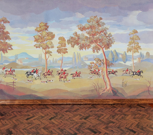 Dollhouse Miniature The Hunt Mural by Natasha MiniGraphics Wallpaper 1:12 Scale Horses & Dogs - Miniature Crush