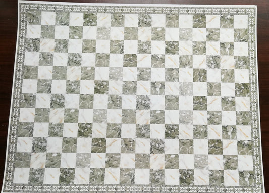 Dollhouse Miniature Tile Floor Gray Brown & White Marble with Border 1:12 Scale - Miniature Crush