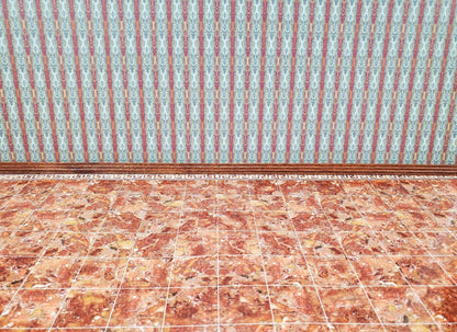 Dollhouse Miniature Tile Floor Marble Dark Rusty Pink with Border 1:12 Scale - Miniature Crush