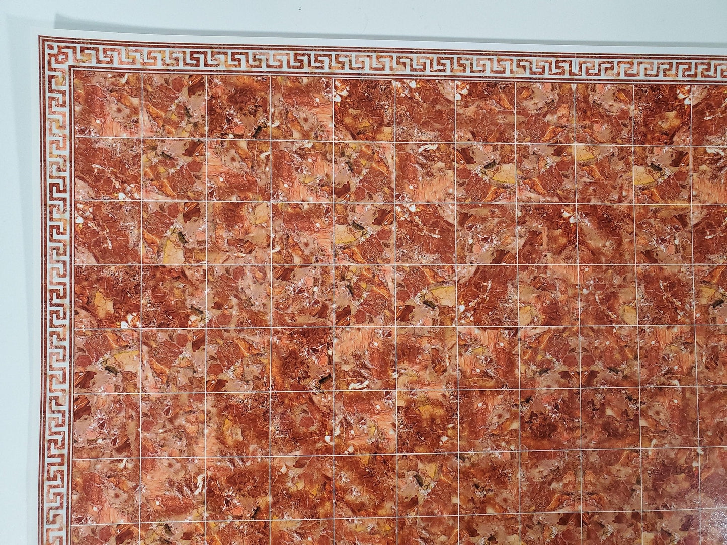 Dollhouse Miniature Tile Floor Marble Dark Rusty Pink with Border 1:12 Scale - Miniature Crush