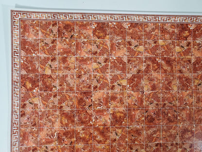 Dollhouse Miniature Tile Floor Marble Dark Rusty Pink with Border 1:12 Scale - Miniature Crush