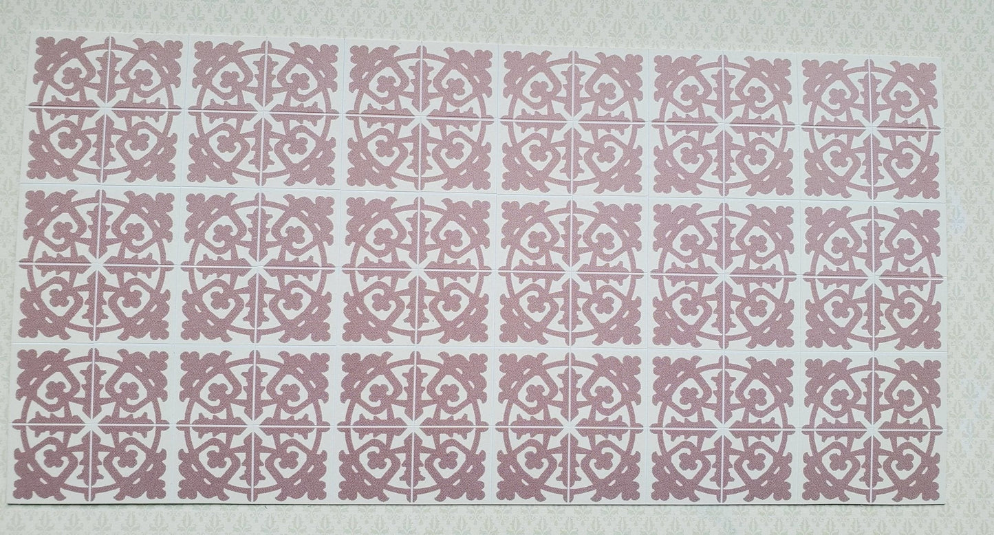 Dollhouse Miniature Tile Floor Sheet Muted Maroon 1:12 Scale Break Off Pieces - Miniature Crush