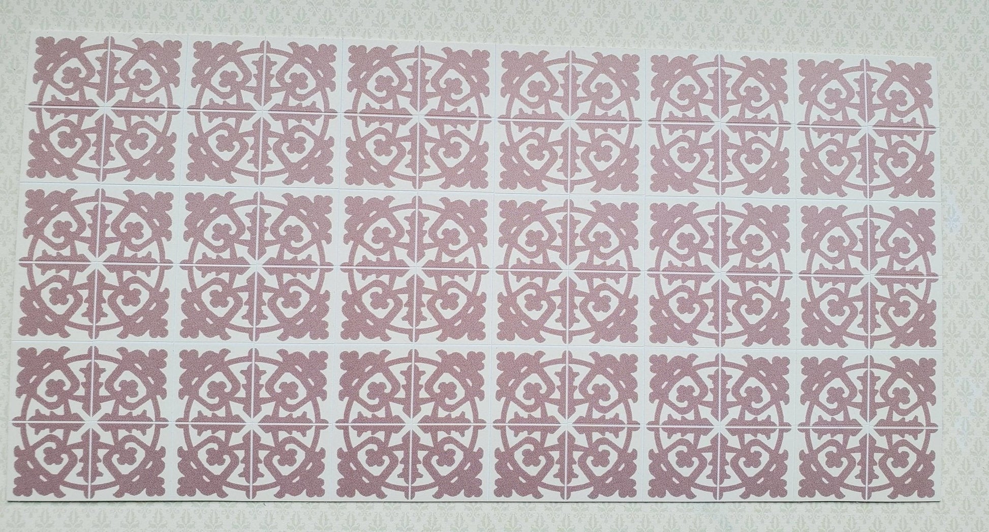 Dollhouse Miniature Tile Floor Sheet Muted Maroon 1:12 Scale Break Off Pieces - Miniature Crush