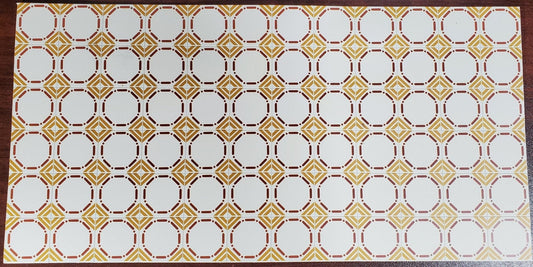 Dollhouse Miniature Tile Flooring Sheet Gold Maroon Cream 1:12 Scale Break Off Pieces - Miniature Crush