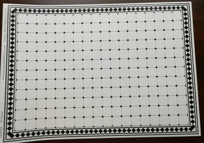 Dollhouse Miniature Tile Flooring White with Black Diamonds Glossy Sheet 1:12 Scale - Miniature Crush