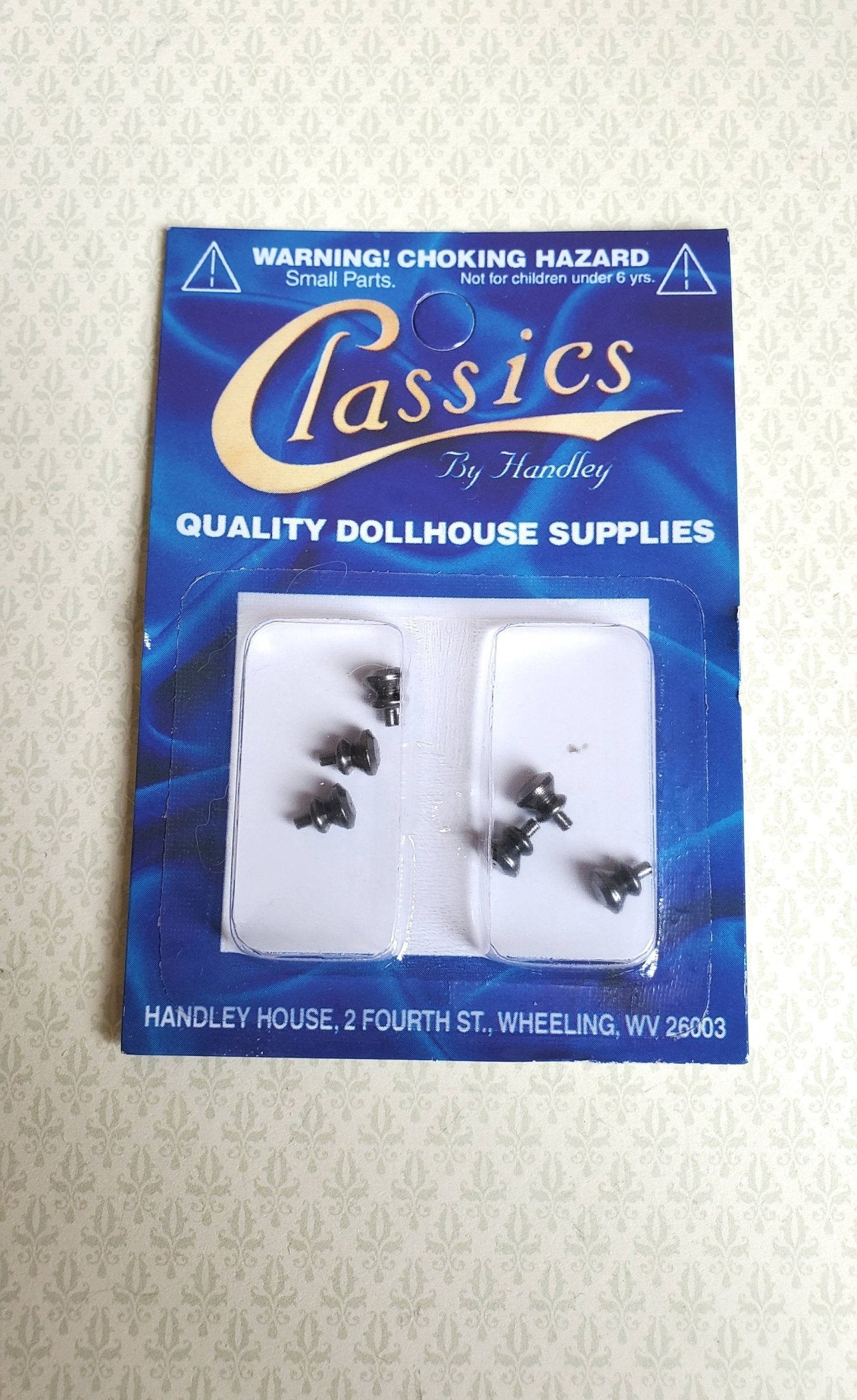 Dollhouse Miniature Tiny Pewter Knobs Metal for Door or Drawer Pulls Set of 6 1:12 Scale or Fairy Garden - Miniature Crush