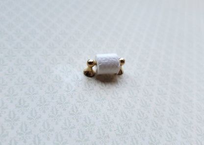 Dollhouse Miniature Toilet Paper Holder Gold w/Paper 1:12 Scale Bathroom Decor - Miniature Crush