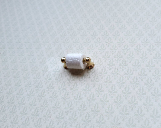 Dollhouse Miniature Toilet Paper Holder Gold w/Paper 1:12 Scale Bathroom Decor - Miniature Crush