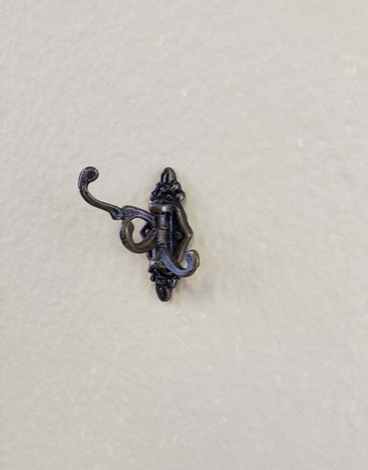 Dollhouse Miniature Triple Hook Moveable Hats Ties 1:12 Scale Antique Bronze Finish - Miniature Crush