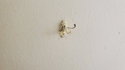 Dollhouse Miniature Triple Hook Moveable Hats Ties 1:12 Scale Gold Finish - Miniature Crush