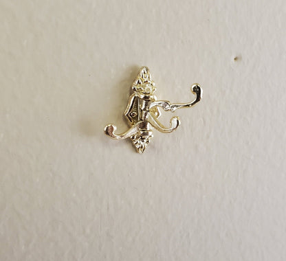 Dollhouse Miniature Triple Hook Moveable Hats Ties 1:12 Scale Gold Finish - Miniature Crush