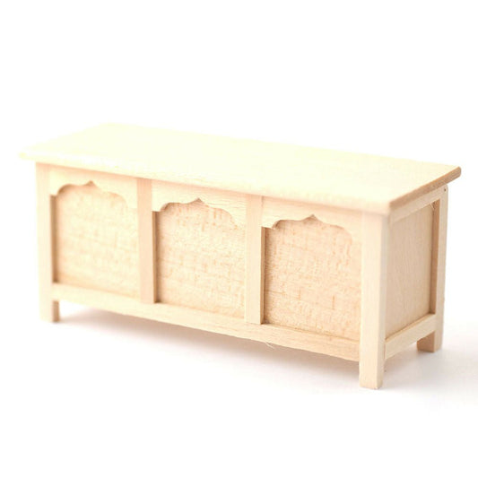 Dollhouse Miniature Unfinished Wood Chest Blanket Trunk 1:12 Gothic Tudor Style - Miniature Crush