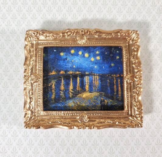 Dollhouse Miniature Van Gogh Starry Night Over the Rhone Framed Print 1:12 Scale Handmade - Miniature Crush