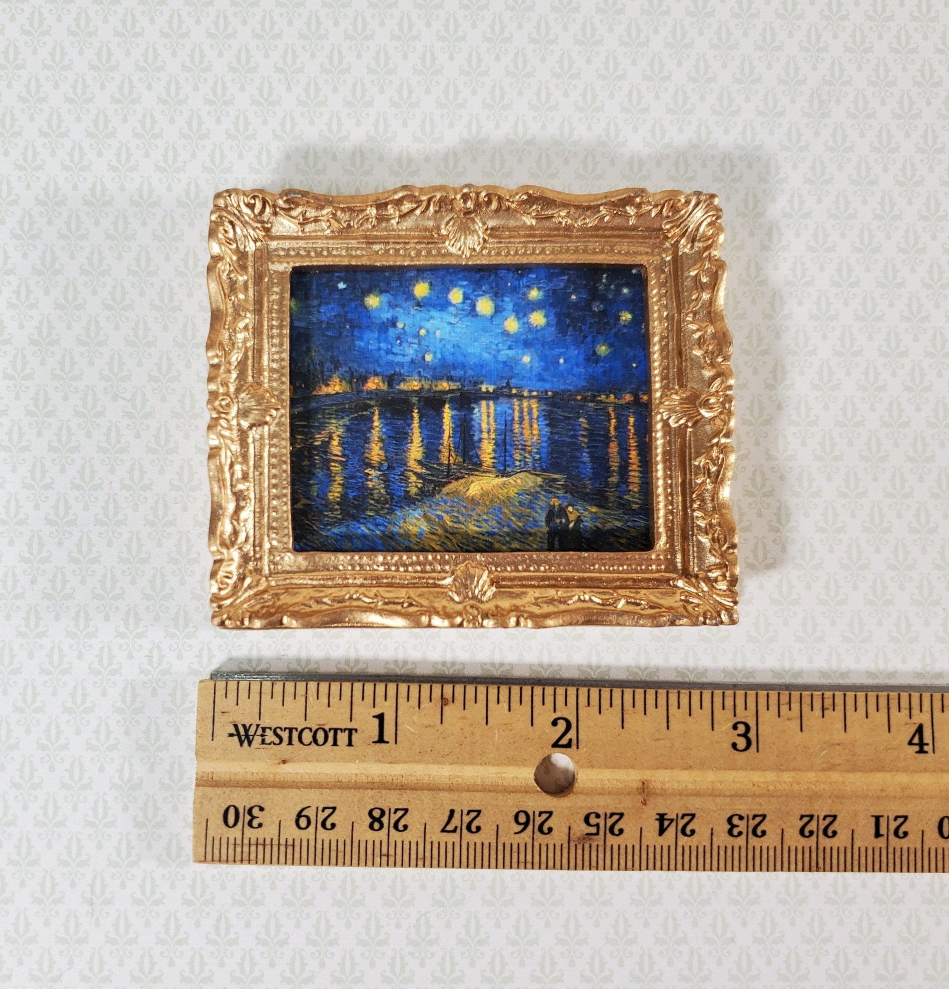Dollhouse Miniature Van Gogh Starry Night Over the Rhone Framed Print 1:12 Scale Handmade - Miniature Crush