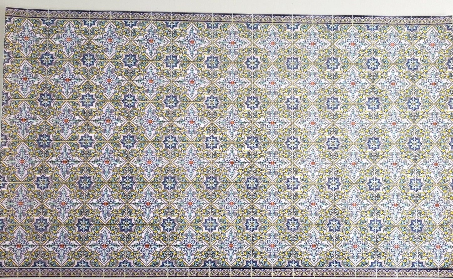 Dollhouse Miniature Wall or Floor Tiles Blues Greens Embossed 1:12 Scale World Model - Miniature Crush