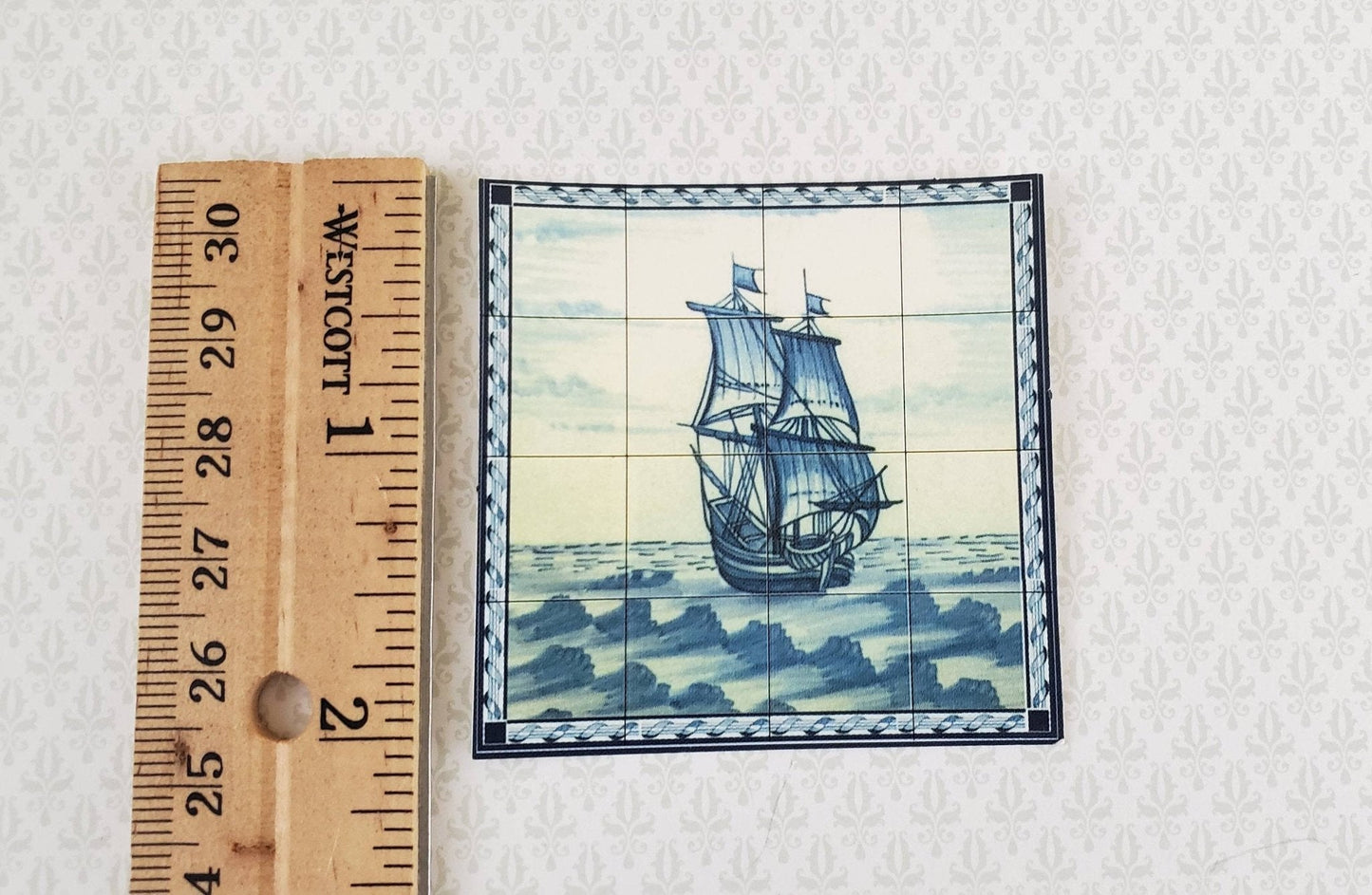 Dollhouse Miniature Wall "Tiles" Embossed Paper Tall Ship Nautical 1:12 Scale by World Model - Miniature Crush