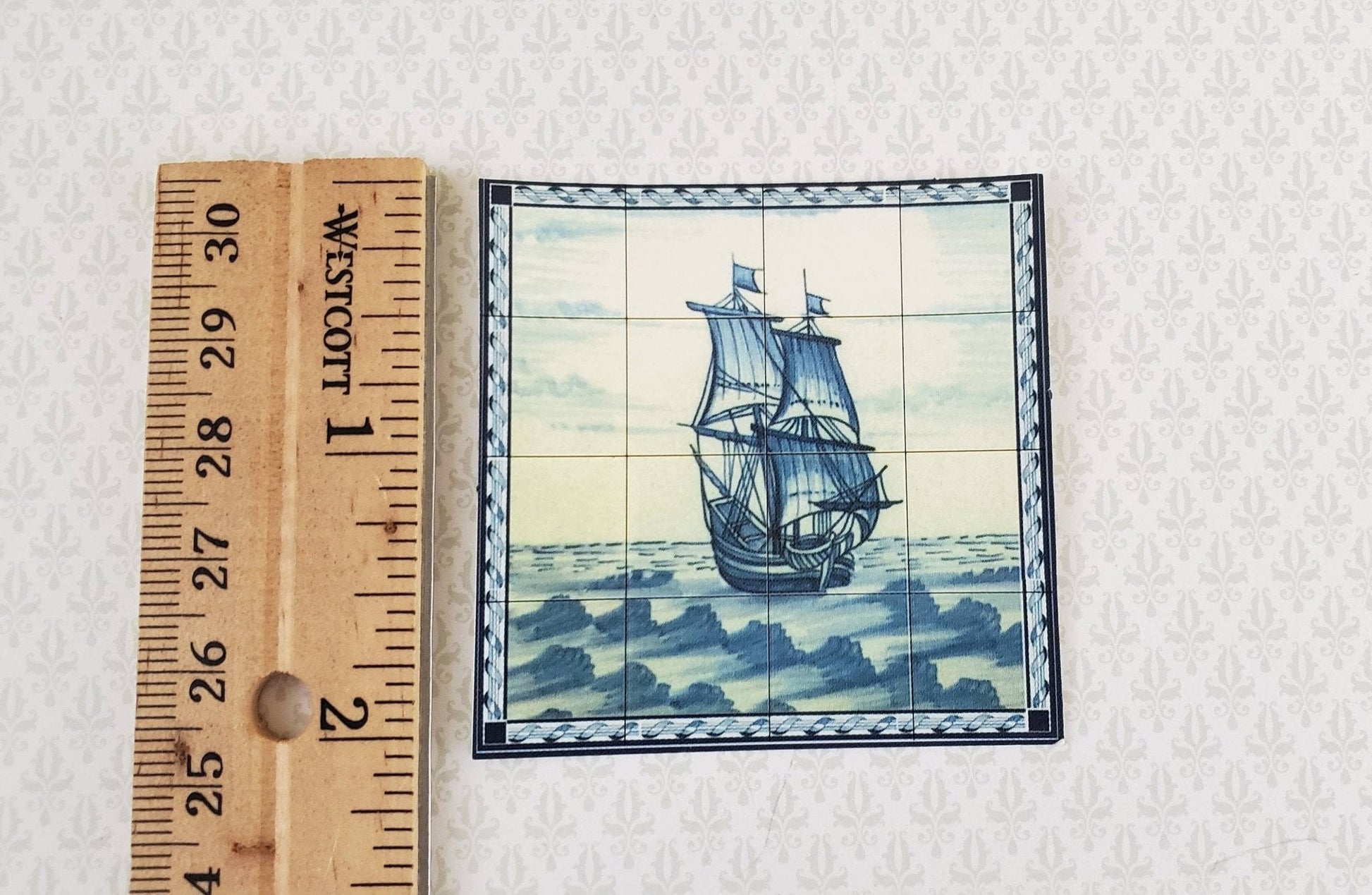 Dollhouse Miniature Wall "Tiles" Embossed Paper Tall Ship Nautical 1:12 Scale by World Model - Miniature Crush