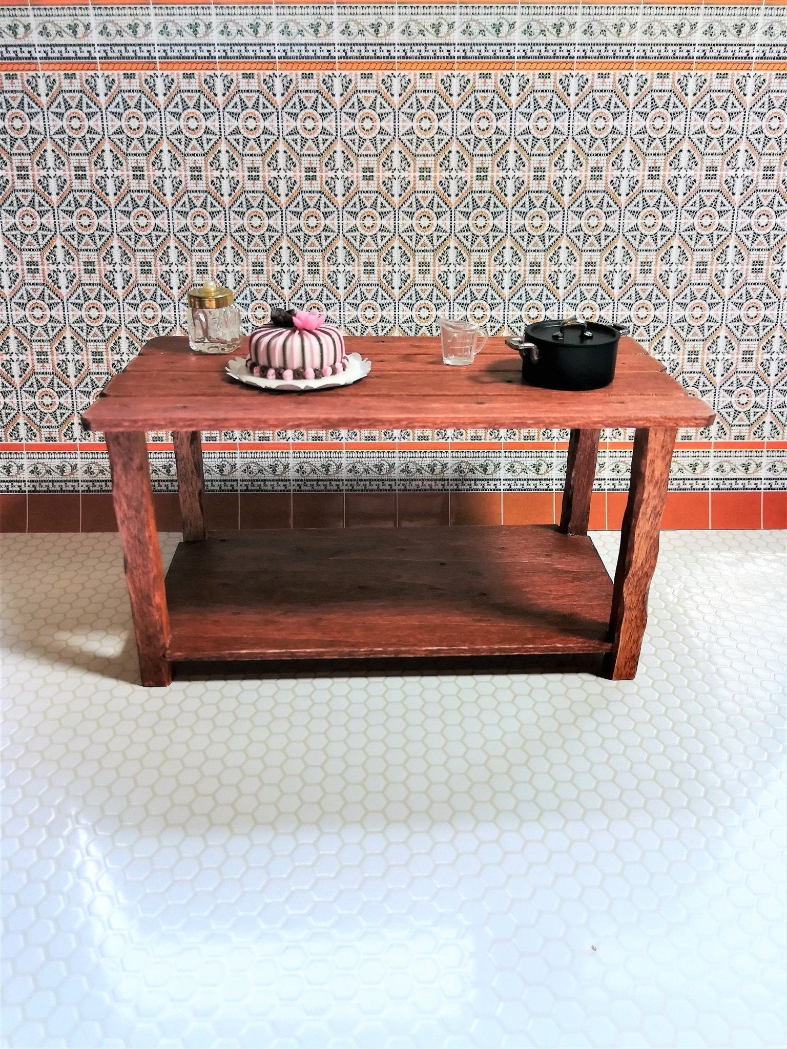 Dollhouse Miniature Wall Tiles Orange White Black Green Embossed 1:12 Scale World Model - Miniature Crush