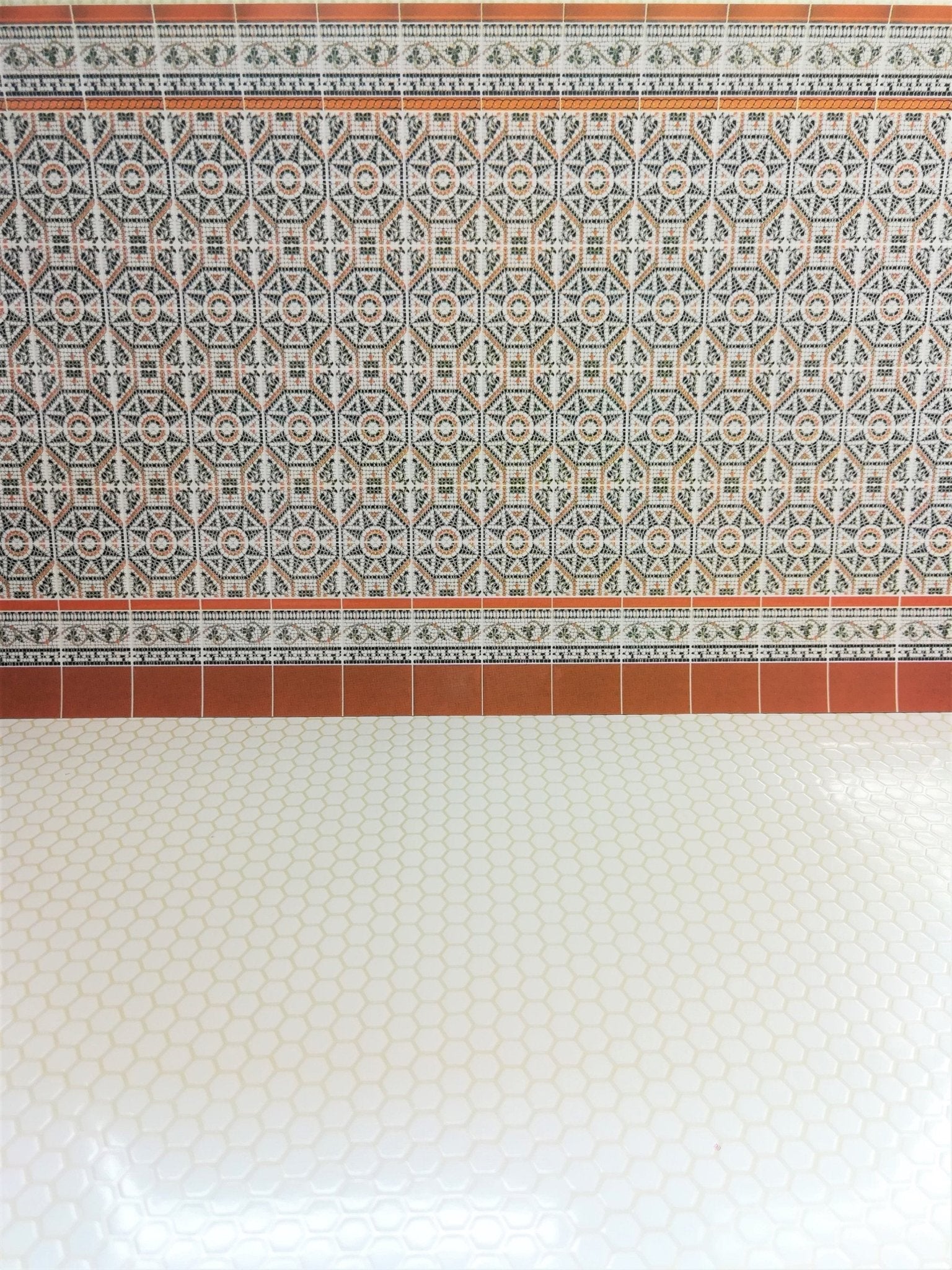 Dollhouse Miniature Wall Tiles Orange White Black Green Embossed 1:12 Scale World Model - Miniature Crush
