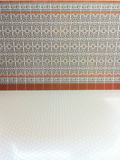 Dollhouse Miniature Wall Tiles Orange White Black Green Embossed 1:12 Scale World Model - Miniature Crush