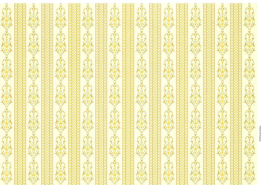 Dollhouse Miniature Wallpaper Brodnax Gold White Cream "Palais" 1:12 Scale - Miniature Crush