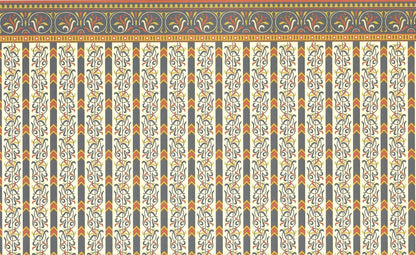 Dollhouse Miniature Wallpaper Brodnax "Renaissance" Blue Cream Gold Red 1:12 Scale - Miniature Crush